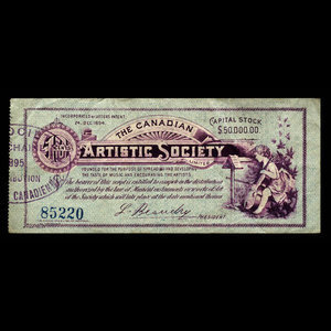 Canada, Société Artisitique Canadienne Limitée, aucune dénomination : 17 avril 1895