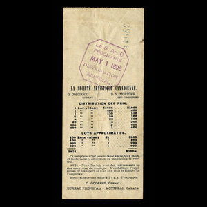 Canada, Société Artisitique Canadienne Limitée, aucune dénomination : 1 mai 1895