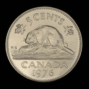 Canada, Élisabeth II, 5 cents : 1976