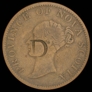 Canada, Province de la Nouvelle-Écosse, 1/2 penny : 1843