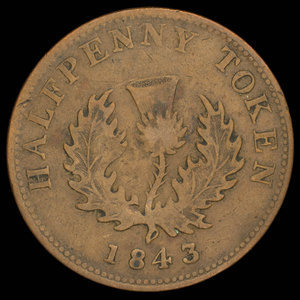 Canada, Province de la Nouvelle-Écosse, 1/2 penny : 1843