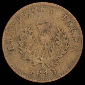 Canada, Province de la Nouvelle-Écosse, 1/2 penny : 1843