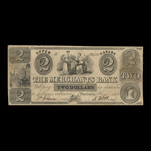 Canada, Merchants Bank (The), 2 dollars : 1 juin 1837