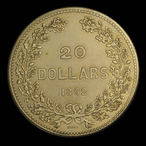 Canada, Gouvernement de la Colombie-britannique, 20 dollars : 1862