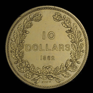 Canada, Gouvernement de la Colombie-britannique, 10 dollars : 1862