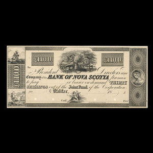 Canada, Banque Nouvelle-Écosse, 1 livre, 10 shillings : 1852