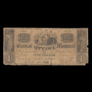Canada, Banque de Ottawa, 1 dollar : 1 novembre 1837