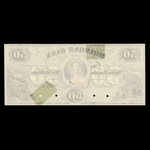 Canada, Molsons Bank, 50 dollars : 1 octobre 1855