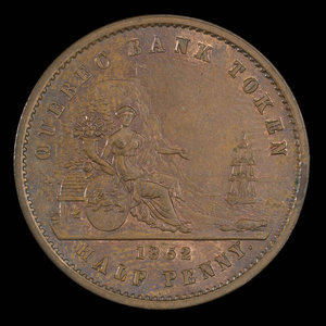 Canada, Banque de Québec, 1/2 penny : 1852