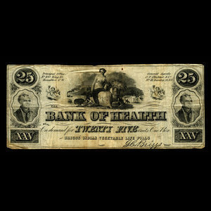 Canada, Bank of Health, aucune dénomination : 1866