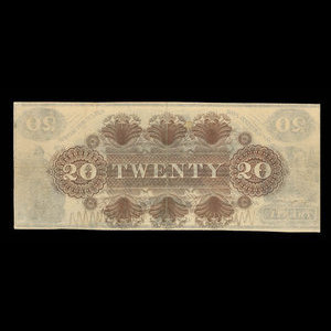 Canada, Molsons Bank, 20 dollars : 1 octobre 1853
