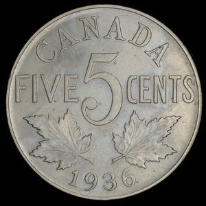 Canada, Georges V, 5 cents : 1936