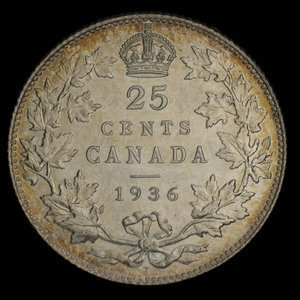 Canada, Georges V, 25 cents : 1936