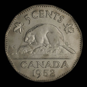 Canada, Georges VI, 5 cents : 1952