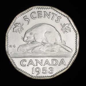 Canada, Élisabeth II, 5 cents : 1953