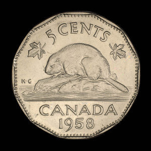 Canada, Élisabeth II, 5 cents : 1958