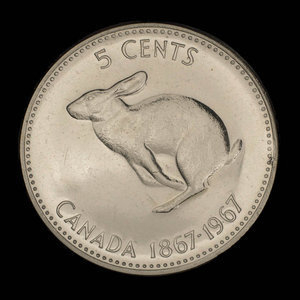 Canada, Élisabeth II, 5 cents : 1967