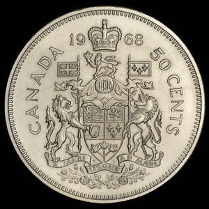 Canada, Élisabeth II, 50 cents : 1968
