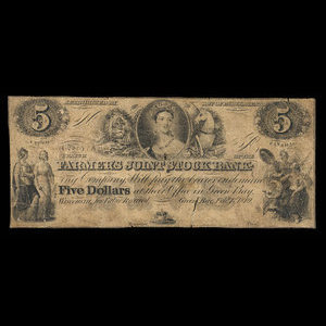 Canada, Farmer's Joint Stock Banking Co., 5 dollars : 1 février 1849