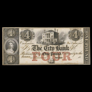 Canada, Banque de la Cité, 4 dollars : 1876