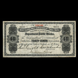 Canada, Terre-Neuve - Département des travaux publics, 40 cents : 1906