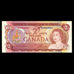 Canada, Banque du Canada, 2 dollars : 1974