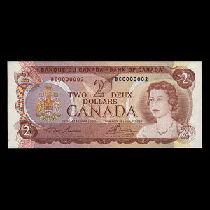 Canada, Banque du Canada, 2 dollars : 1974