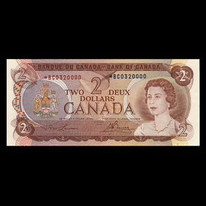 Canada, Banque du Canada, 2 dollars : 1974