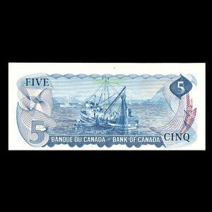 Canada, Banque du Canada, 5 dollars : 1972