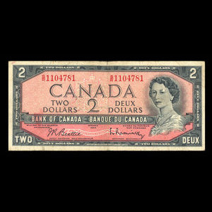 Canada, Banque du Canada, 2 dollars : 1954