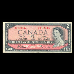 Canada, Banque du Canada, 2 dollars : 1954