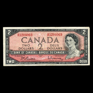 Canada, Banque du Canada, 2 dollars : 1954