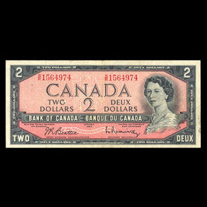 Canada, Banque du Canada, 2 dollars : 1954