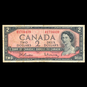 Canada, Banque du Canada, 2 dollars : 1954