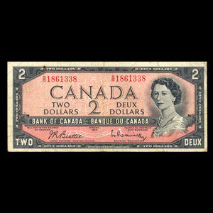 Canada, Banque du Canada, 2 dollars : 1954