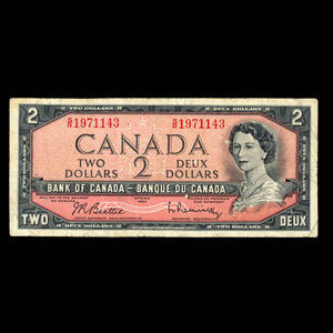 Canada, Banque du Canada, 2 dollars : 1954