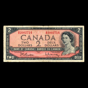 Canada, Banque du Canada, 2 dollars : 1954