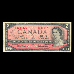 Canada, Banque du Canada, 2 dollars : 1954