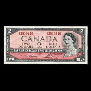 Canada, Banque du Canada, 2 dollars : 1954