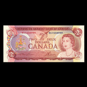 Canada, Banque du Canada, 2 dollars : 1974