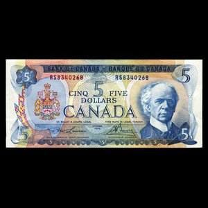 Canada, Banque du Canada, 5 dollars : 1972