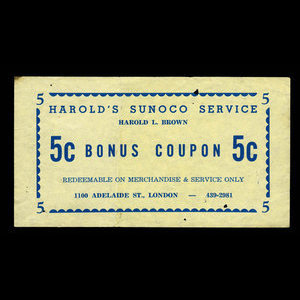 Canada, Harold's Sunoco Service, 5 cents : 1978