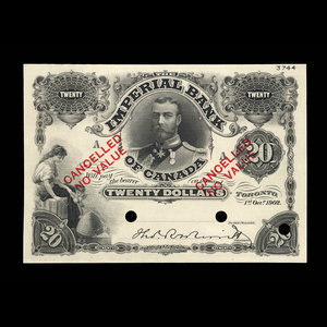 Canada, Imperial Bank of Canada, 20 dollars : 1 octobre 1902