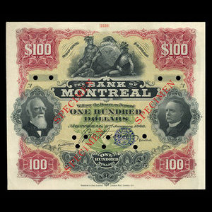 Canada, Banque de Montréal, 100 dollars : 2 janvier 1903