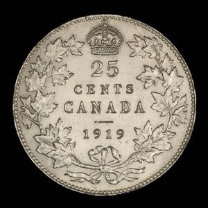 Canada, Georges V, 25 cents : 1919