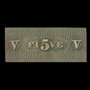 Canada, Bank of Upper Canada (York), 5 dollars : 1 janvier 1861