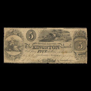 Canada, Kingston Bank, 5 dollars : 12 octobre 1840