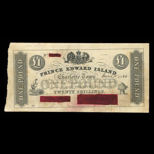 Canada, Gouvernement de l'Île-du-Prince-Édouard, 1 livre(anglaise) : 9 mars 1870