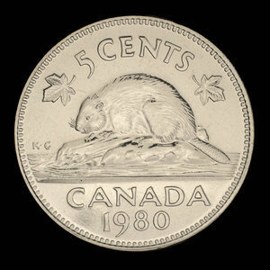 Canada, Élisabeth II, 5 cents : 1980