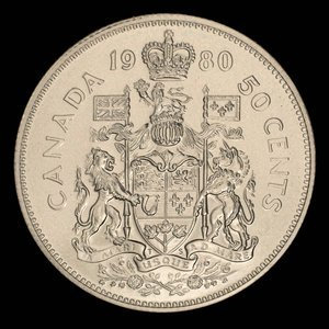 Canada, Élisabeth II, 50 cents : 1980